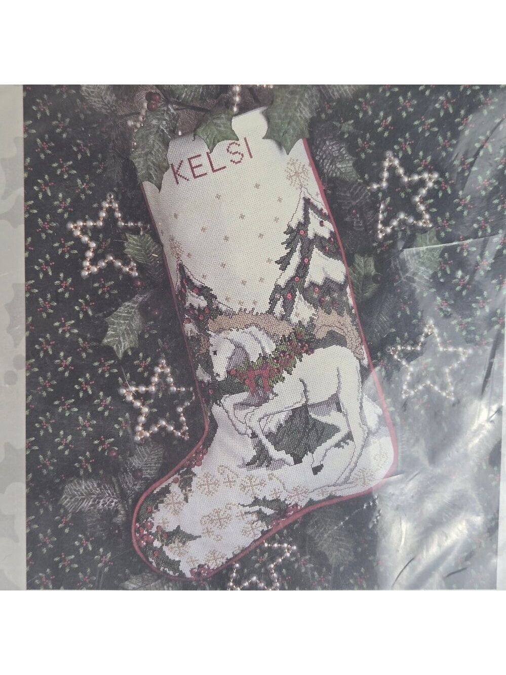 Something Special "Playful Unicorn" Counted Cross Stitch Stocking Kit Vintage - Picture 2 of 10